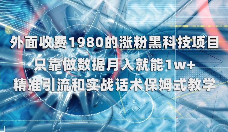 外面收费1980的涨粉黑科技项目，只靠做数据月入就能1w+【揭秘】-副业资源站