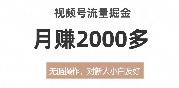 视频号流量掘金，无脑操作，对新人小白友好，月赚2000多【揭秘】-副业资源站