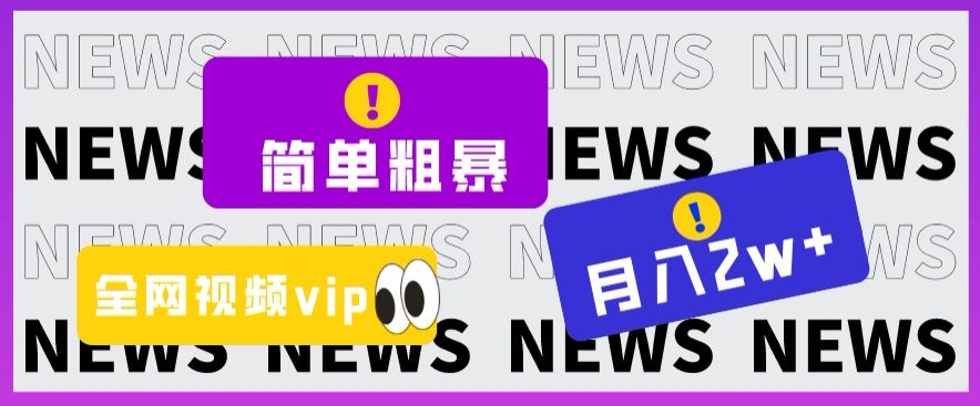 简单粗暴零成本，高回报，全网视频VIP掘金项目，月入2万＋【揭秘】-副业资源站