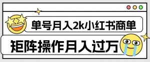 外面收费1980的小红书商单保姆级教程，单号月入2k，矩阵操作轻松月入过万-副业资源站