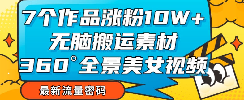 7个作品涨粉10W+，无脑搬运素材，全景美女视频爆款玩法分享【揭秘】-副业资源站