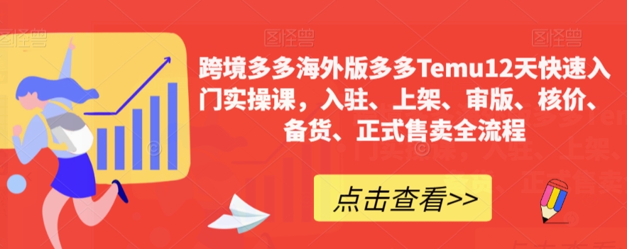 跨境多多海外版多多Temu12天快速入门实操课，入驻、上架、审版、核价、备货、正式售卖全流程-副业资源站