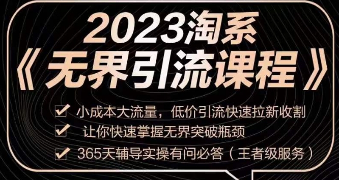 2023淘系无界引流实操课程，​小成本大流量，低价引流快速拉新收割，让你快速掌握无界突破瓶颈-副业资源站