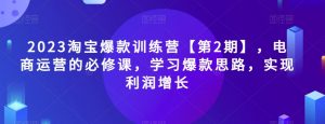 2023淘宝爆款训练营【第2期】，电商运营的必修课，学习爆款思路，实现利润增长-副业资源站