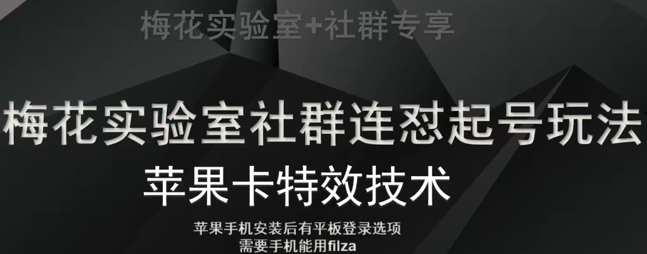 梅花实验室社群视频号连怼起号玩法，最新苹果卡特效技术-副业资源站