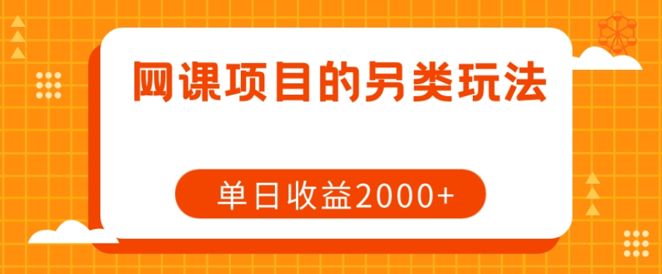 网课项目的另类玩法，单日收益2000+【揭秘】-副业资源站