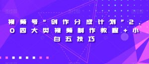 视频号“创作分成计划”2.0四大类视频制作教程+小白五技巧【揭秘】-副业资源站
