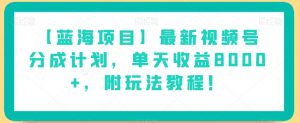 【蓝海项目】最新视频号分成计划,单天收益8000+,附玩法教程!-副业资源站