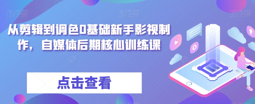 从剪辑到调色0基础新手影视制作，自媒体后期核心训练课-副业资源站