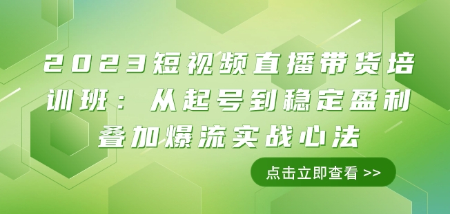 2023短视频直播带货培训班：从起号到稳定盈利叠加爆流实战心法（11节课）-副业资源站