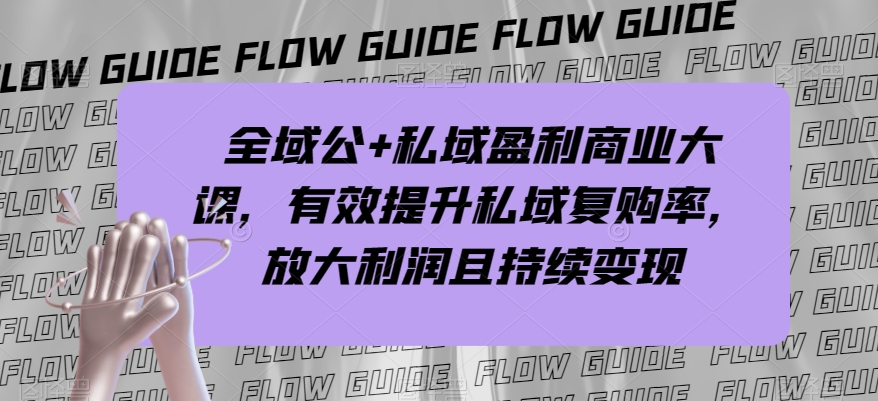 全域公+私域盈利商业大课，有效提升私域复购率，放大利润且持续变现-副业资源站