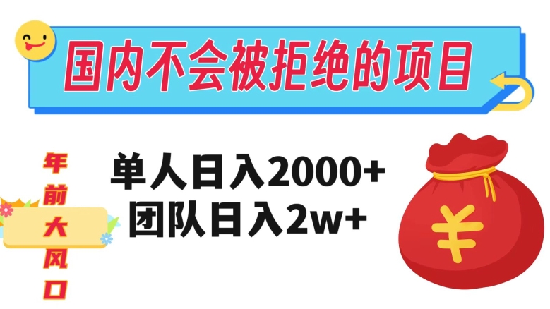 在国内不怕被拒绝的项目，单人日入2000，团队日入20000+【揭秘】-副业资源站