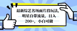 最新综艺名场面片段玩法，明星自带流量，日入200+，小白可做【揭秘】-副业资源站