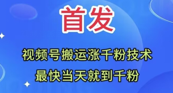 全网首发：视频号无脑搬运涨千粉技术，最快当天到千粉【揭秘】-副业资源站