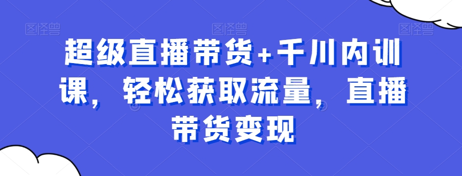 超级直播带货+千川内训课，轻松获取流量，直播带货变现-副业资源站