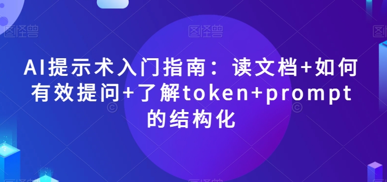 AI提示术入门指南：读文档+如何有效提问+了解token+prompt的结构化【揭秘】-副业资源站