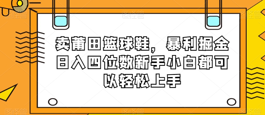 卖莆田篮球鞋，暴利掘金日入四位数新手小白都可以轻松上手【揭秘】-副业资源站