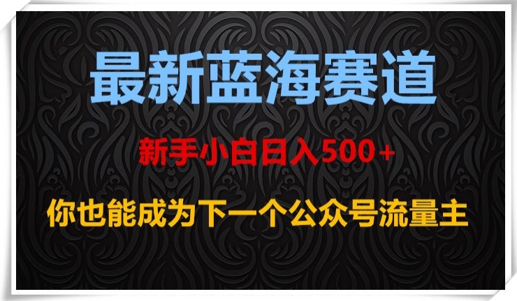 最新蓝海赛道，新手小白日入500+，你也能成为下一个公众号流量主【揭秘】-副业资源站