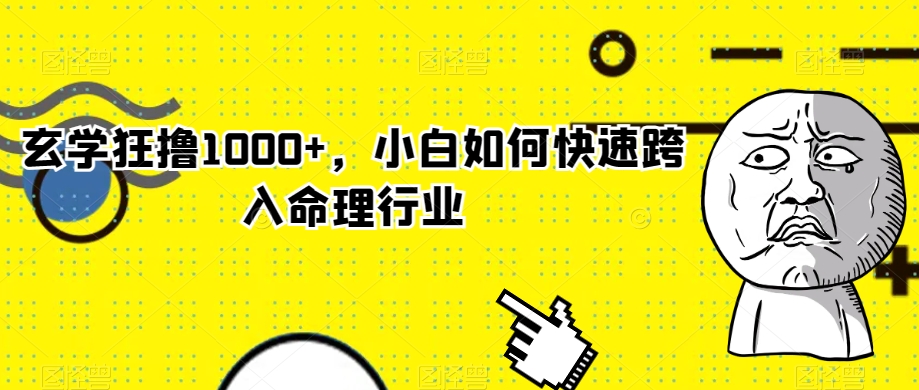 玄学狂撸1000+，小白如何快速跨入命理行业【揭秘】-副业资源站