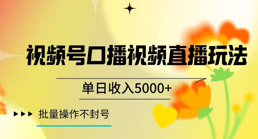 视频号囗播视频直播玩法，单日收入5000+，批量操作不封号【揭秘】-副业资源站