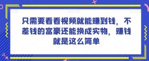 谁做过这么简单的项目？只需要看看视频就能赚到钱，不差钱的富豪还能换成实物，赚钱就是这么简单！【揭秘】-副业资源站