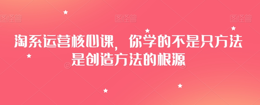 淘系运营核心课，你学的不是只方法是创造方法的根源-副业资源站