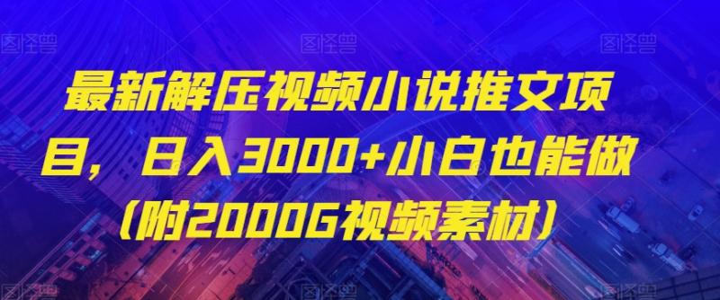 最新解压视频小说推文项目，日入3000+小白也能做（附2000G视频素材）【揭秘】-副业资源站