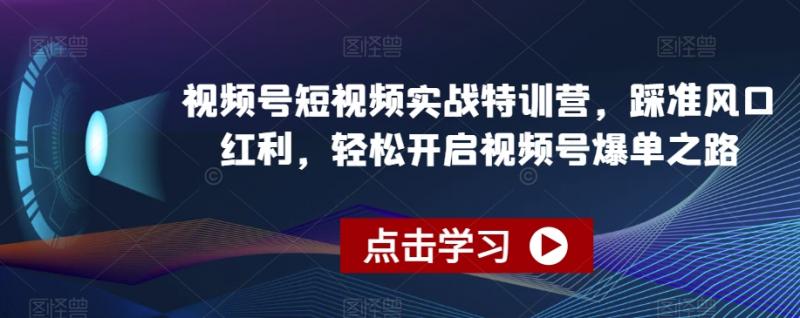 视频号短视频实战特训营，踩准风口红利，轻松开启视频号爆单之路-副业资源站