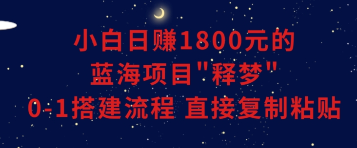 小白能日赚1800元的蓝海项目”释梦”0-1搭建流程可直接复制粘贴长期做【揭秘】-副业资源站