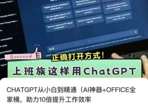 CHATGPT从小白到精通,AI神器+OFFICE全家桶,助力10倍提升工作效率-副业资源站