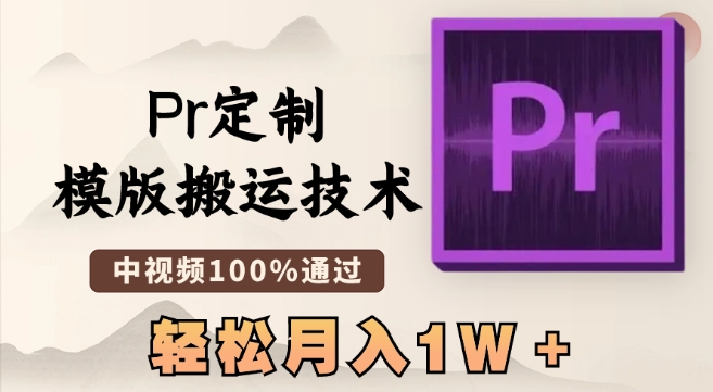 最新Pr定制模版搬运技术，中视频100%通过，几分钟一条视频，轻松月入1W＋【揭秘】-副业资源站