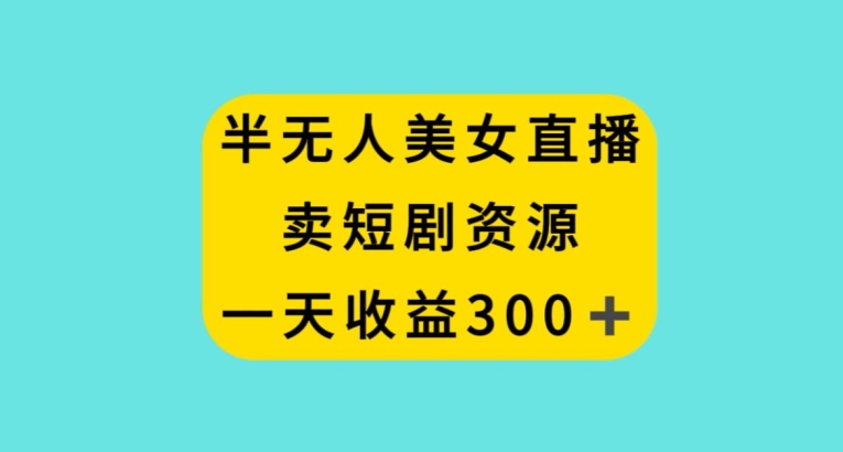 半无人美女直播，卖短剧资源，一天收益300+【揭秘】-副业资源站