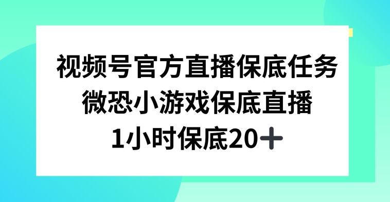 视频号直播任务，微恐小游戏，1小时20+【揭秘】-副业资源站