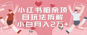 小红书相亲项目玩法拆解，有人通过这个副业项目做到了月收入2万多【揭秘】-副业资源站