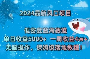 2024最新风口项目，低密度蓝海赛道，单日收益5000+，一周收益4w+！【揭秘】-副业资源站