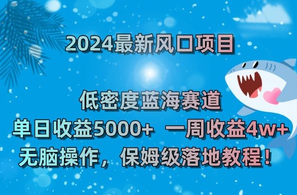 2024最新风口项目，低密度蓝海赛道，单日收益5000+，一周收益4w+！【揭秘】-副业资源站