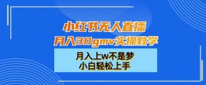 小红书无人直播月入30gmv实操教学，月入上w不是梦，小白轻松上手【揭秘】-副业资源站