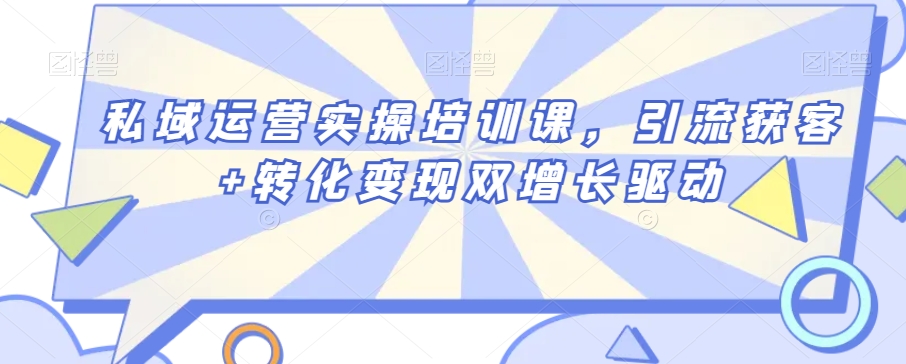 私域运营实操培训课，引流获客+转化变现双增长驱动-副业资源站