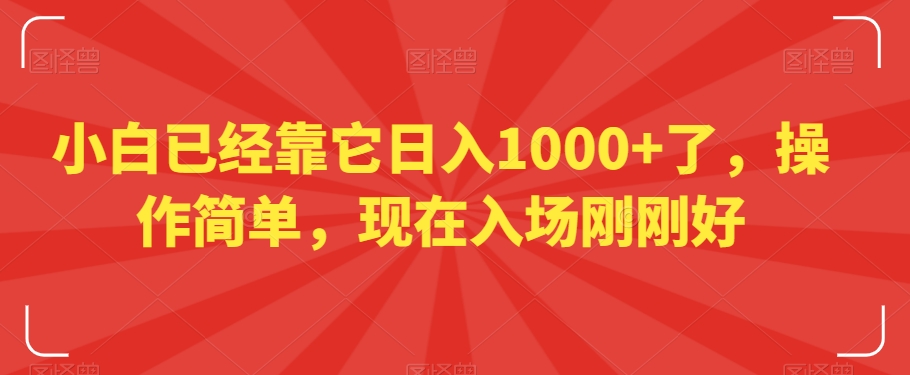 小白已经靠它日入1000+了，操作简单，现在入场刚刚好【揭秘】-副业资源站