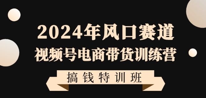 2024年风口赛道视频号电商带货训练营搞钱特训班，带领大家快速入局自媒体电商带货-副业资源站