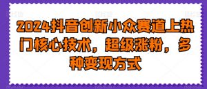 2024抖音创新小众赛道上热门核心技术，超级涨粉，多种变现方式【揭秘】-副业资源站