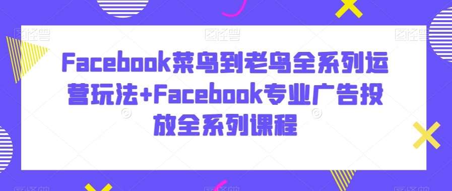 Facebook菜鸟到老鸟全系列运营玩法+Facebook专业广告投放全系列课程-副业资源站