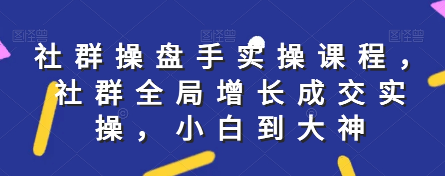 社群实操课程，社群全局增长成交实操，小白到大神-副业资源站