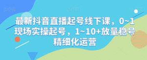 最新抖音直播起号线下课，0~1现场实操起号，1~10+放量稳号精细化运营-副业资源站