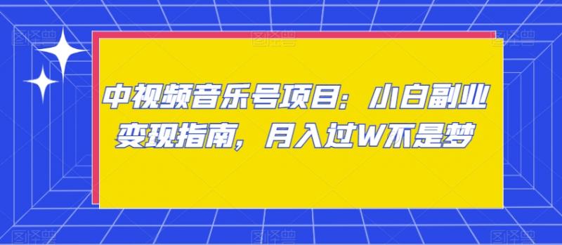 中视频音乐号项目：小白副业变现指南，月入过W不是梦【揭秘】-副业资源站