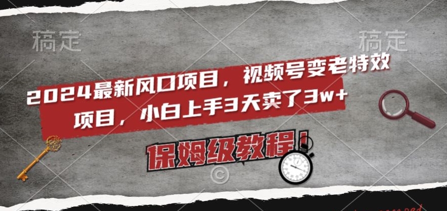 2024最新风口项目，视频号变老特效项目，电脑小白上手3天卖了3w+，保姆级教程【揭秘】-副业资源站