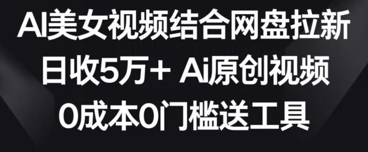 AI美女视频结合网盘拉新,日收5万+两分钟一条Ai原创视频,0成本0门槛送工具【揭秘】-副业资源站