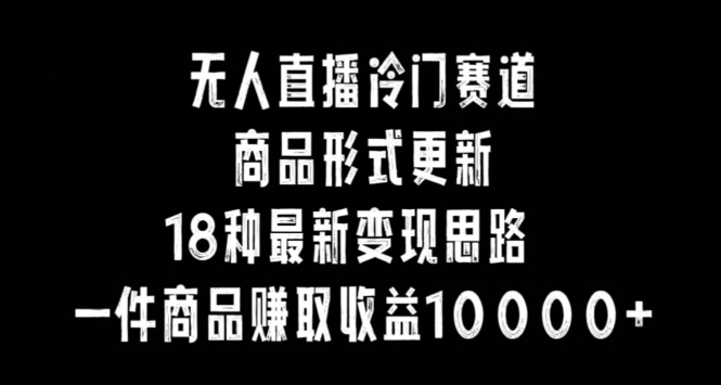 无人直播冷门赛道，商品形式更新，18种变现思路，一件商品赚取收益10000+【揭秘】-副业资源站