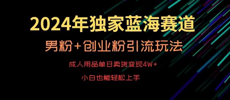 2024年独家蓝海赛道,成人用品单日卖货变现4W+,男粉+创业粉引流玩法,不愁搞不到流量【揭秘】-副业资源站