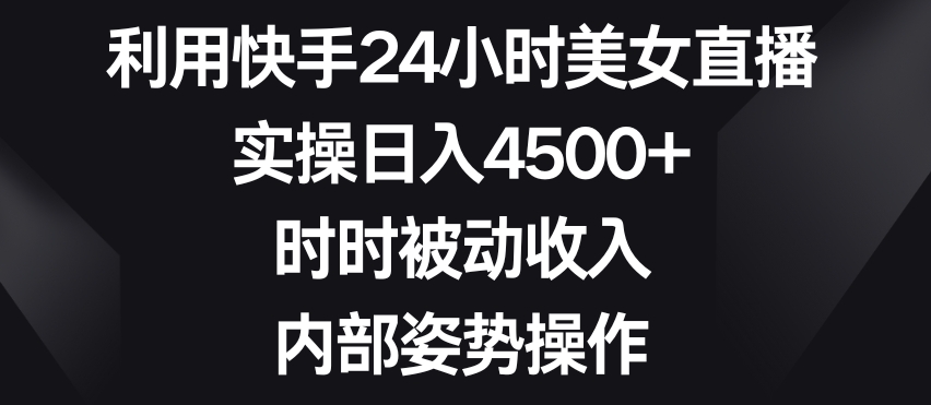 利用快手24小时美女直播，实操日入4500+，时时被动收入，内部姿势操作【揭秘】-副业资源站